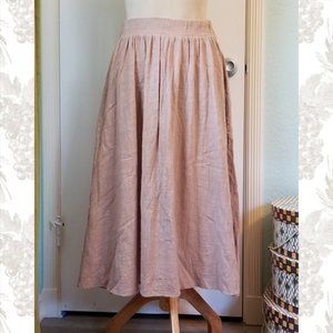 Linen-look cotton midi skirt tan med